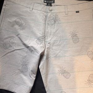 Travis Mathew Gray Athletic Shorts with Subtle Pineapple Print